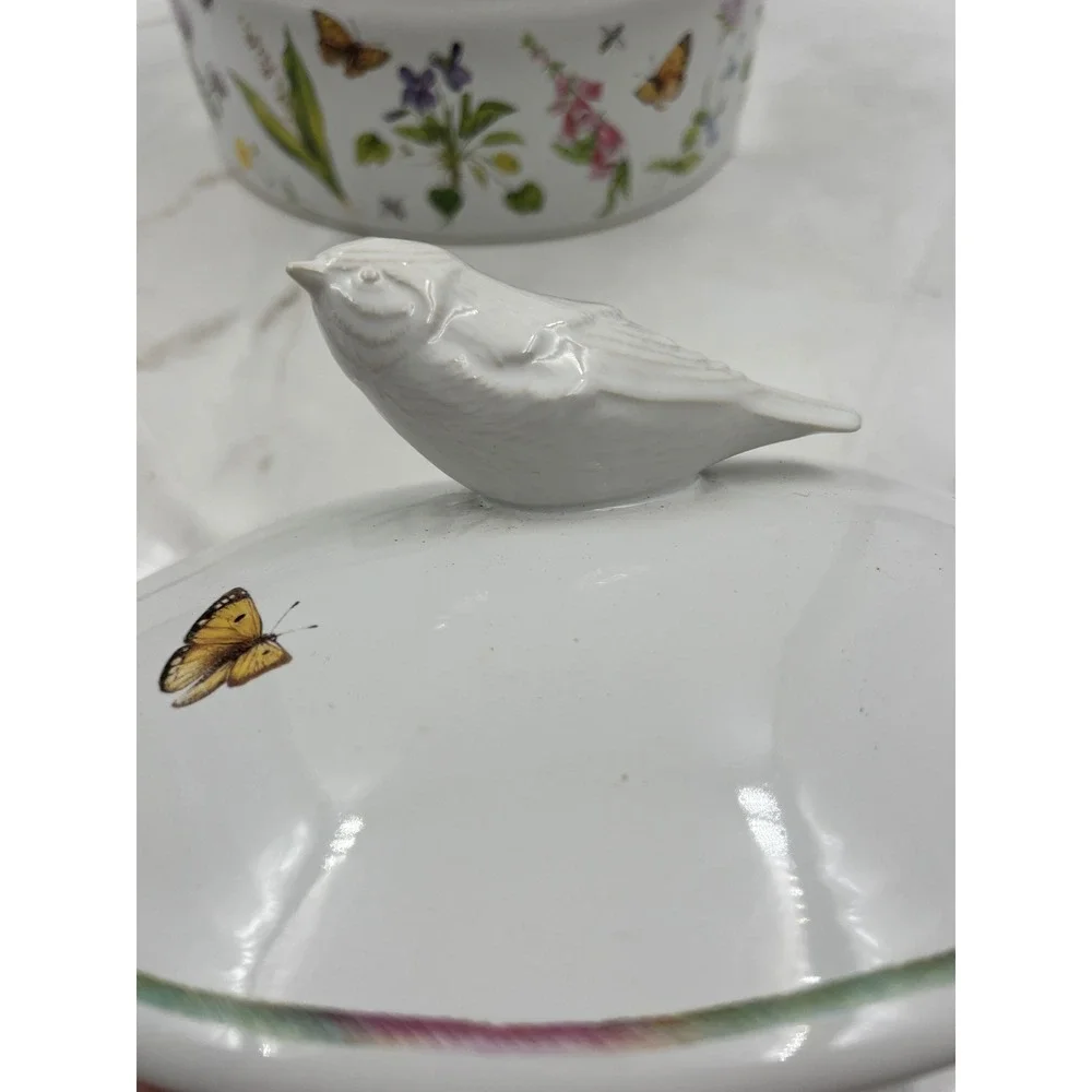 Marjolein Bastin Wildflower Meadow Ceramic Casserole Dish Bird Lid Oval Baker